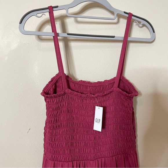 NWT Gap S Petite Smocked Jumpsuit in Pink Rose Summer Wide Legs sleeveless - Picture 6 of 7